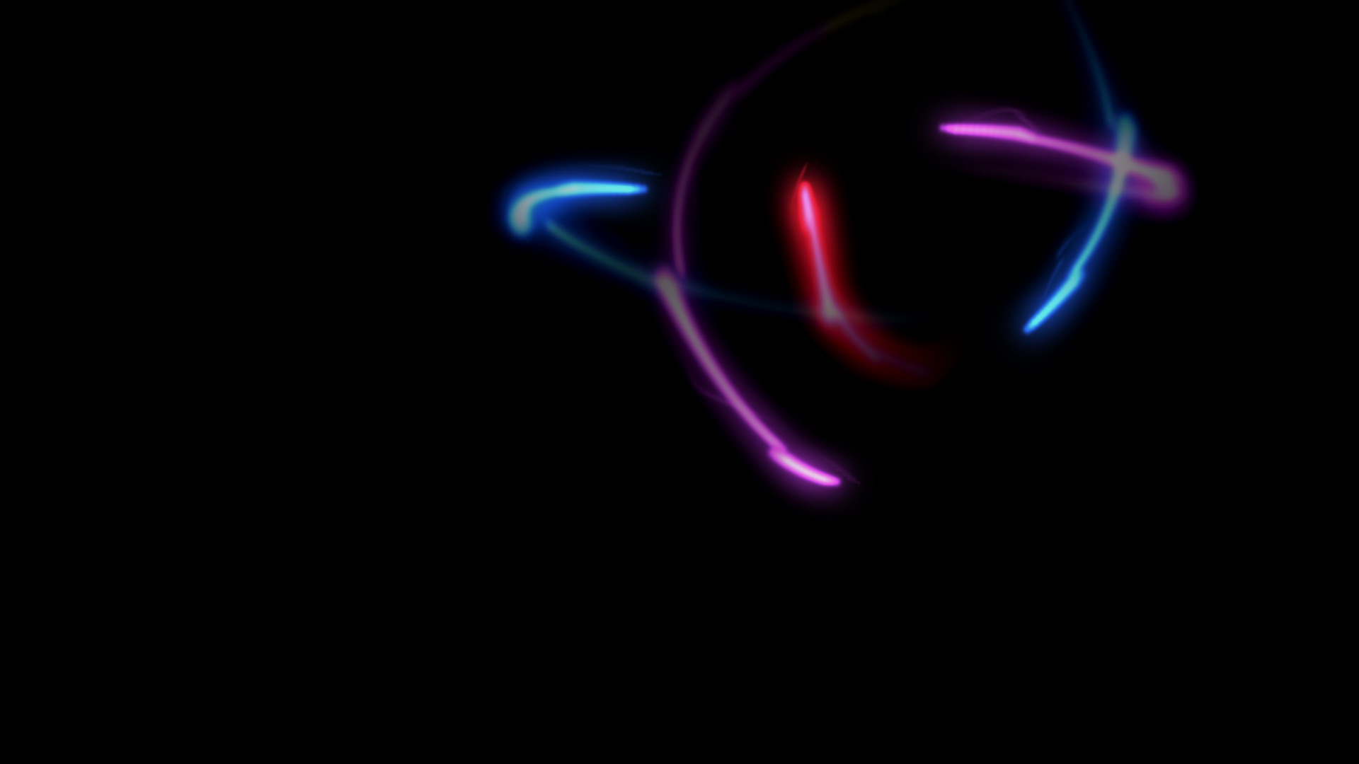 Magenta, blue and red ribbons crossing in a braided figure