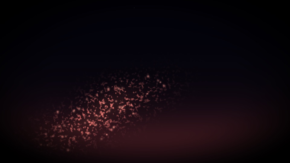 Split: a rose-tinted ribbon of birds sweeping the lower left